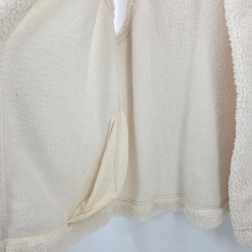 KOOLABURA BY UGG SHERPA HOODED VEST WOMENS XL CREAM WHITE OPEN FRONT POCKETS EUC - Picture 5 of 14